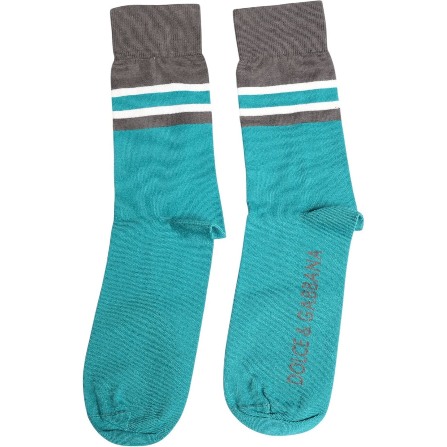 Dolce & Gabbana Green Gray Stretch DG Logo Mid Calf Socks Dolce & Gabbana Light Sea Green
