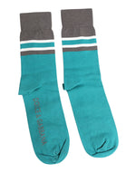 Dolce & Gabbana Green Gray Stretch DG Logo Mid Calf Socks SCS2216-L