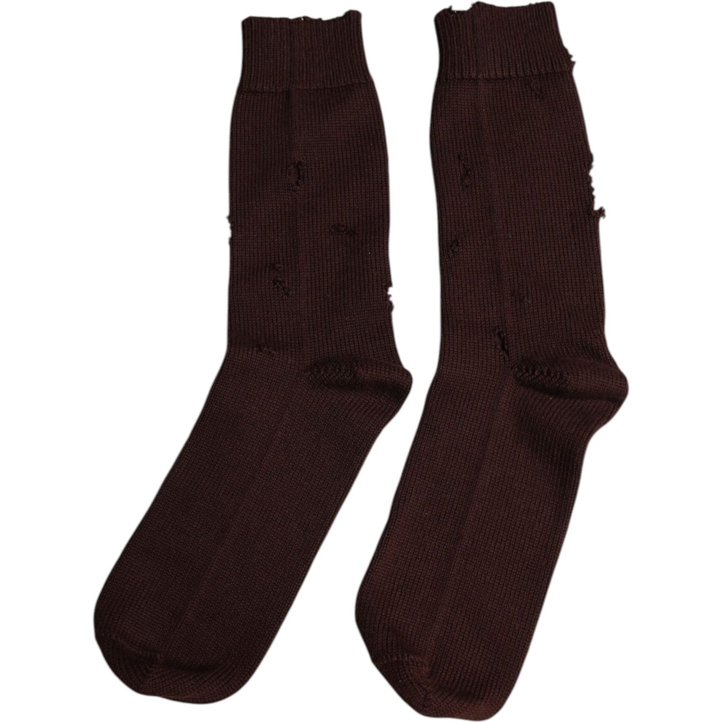 Dolce & Gabbana Brown Solid Cotton Stretch Mid Calf Socks Dolce & Gabbana Black
