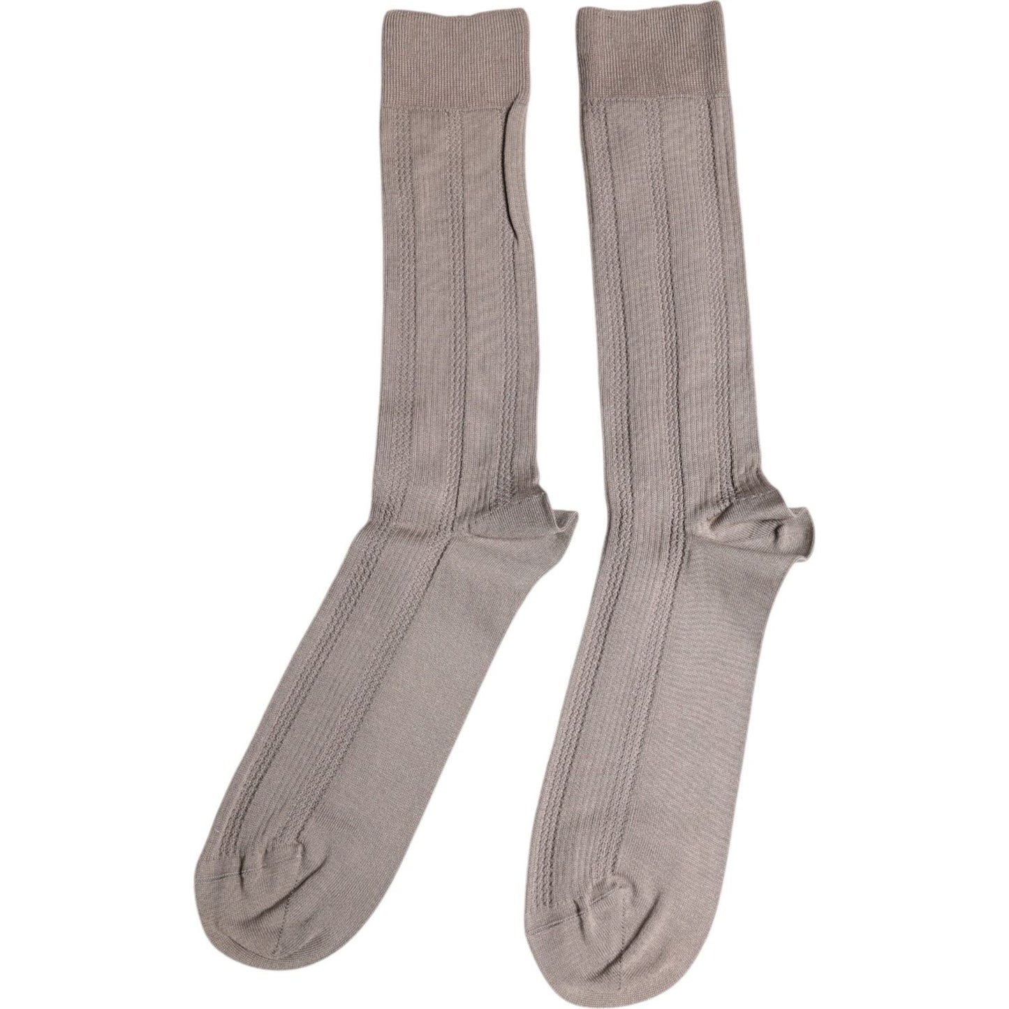 Dolce & Gabbana Brown Cotton Stretch Logo Over Calf Socks Dolce & Gabbana Rosy Brown