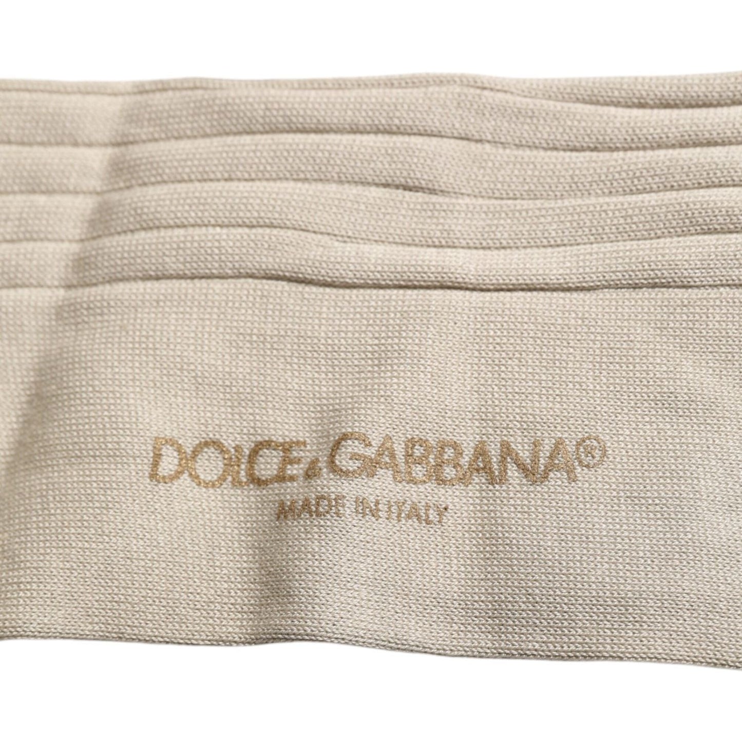 Dolce & Gabbana Beige Cotton Stretch Logo Mid Calf Socks Dolce & Gabbana Gray