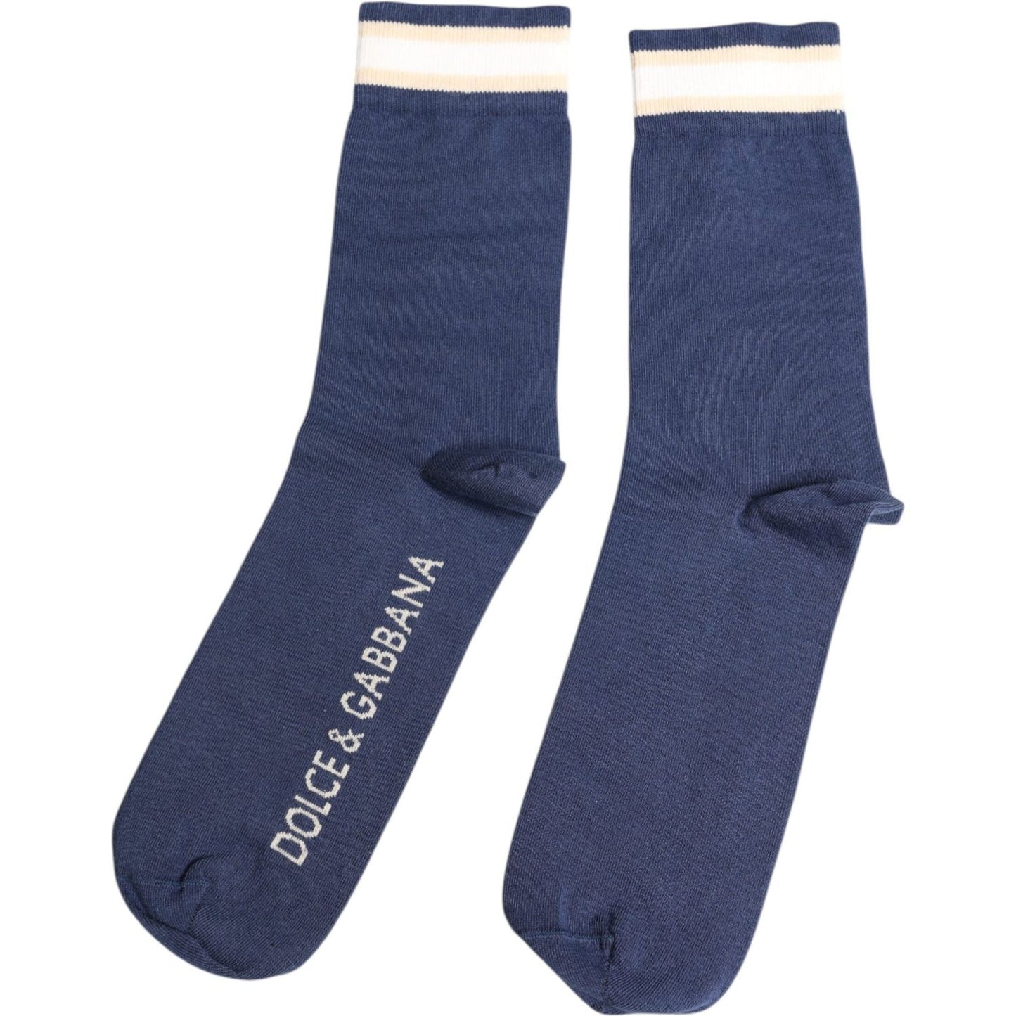 Dolce & Gabbana Blue Stretch DG Logo Print Mid Calf Socks Dolce & Gabbana Dark Slate Gray