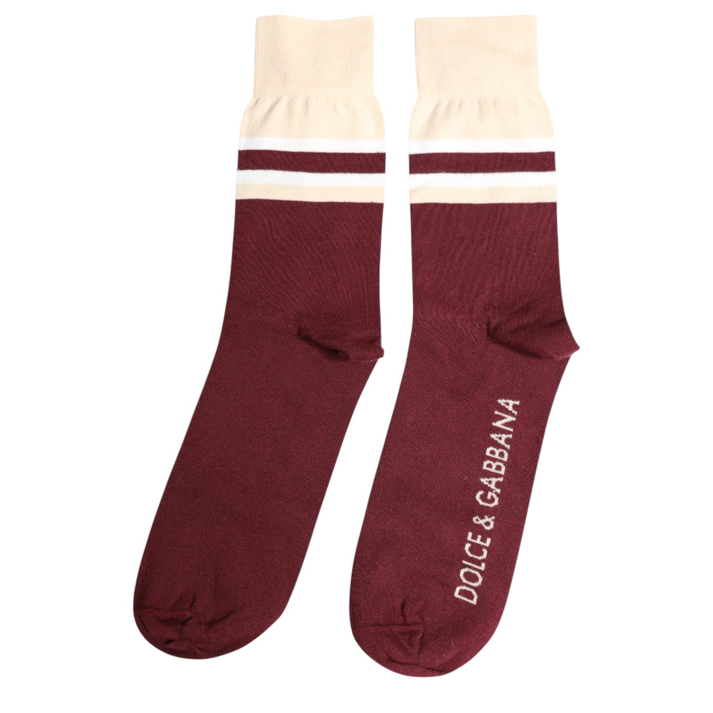 Dolce & Gabbana Burgundy Stretch Logo Print Mid Calf Socks SCS2236-L
