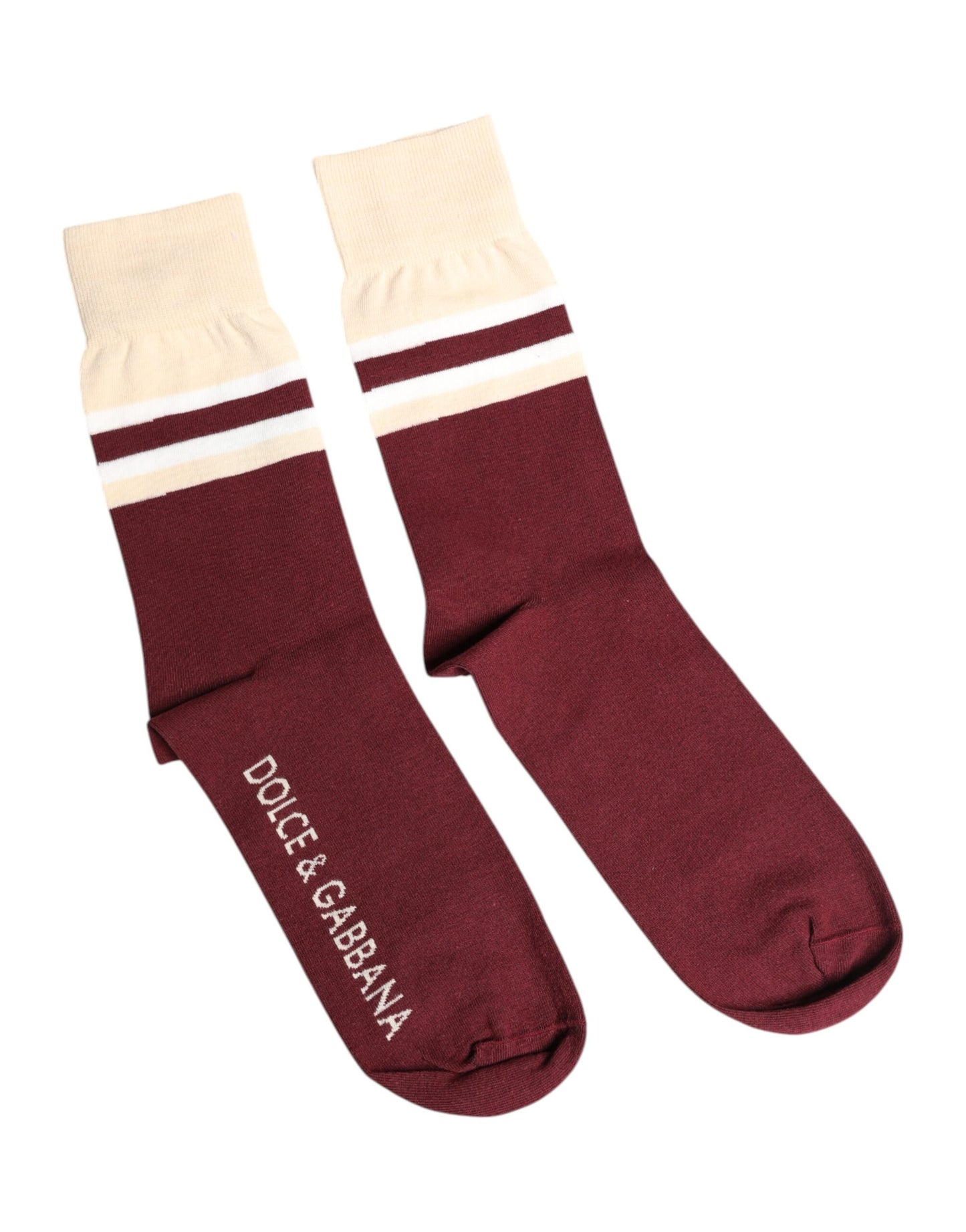 Dolce & Gabbana Burgundy Stretch Logo Print Mid Calf Socks SCS2236-L