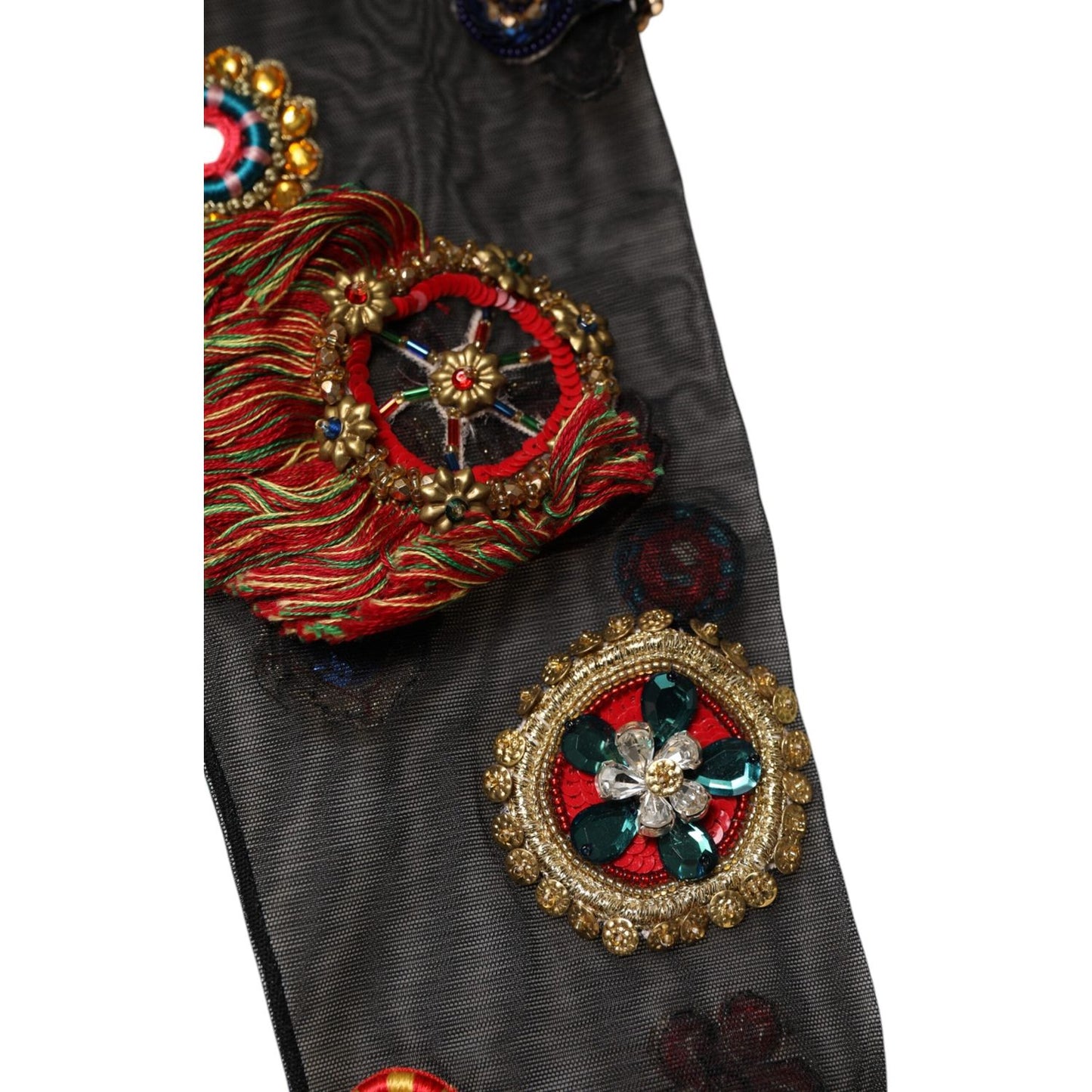 Dolce & Gabbana Black Stretch Carretto Crystal Stockings Socks Dolce & Gabbana Dark Slate Gray