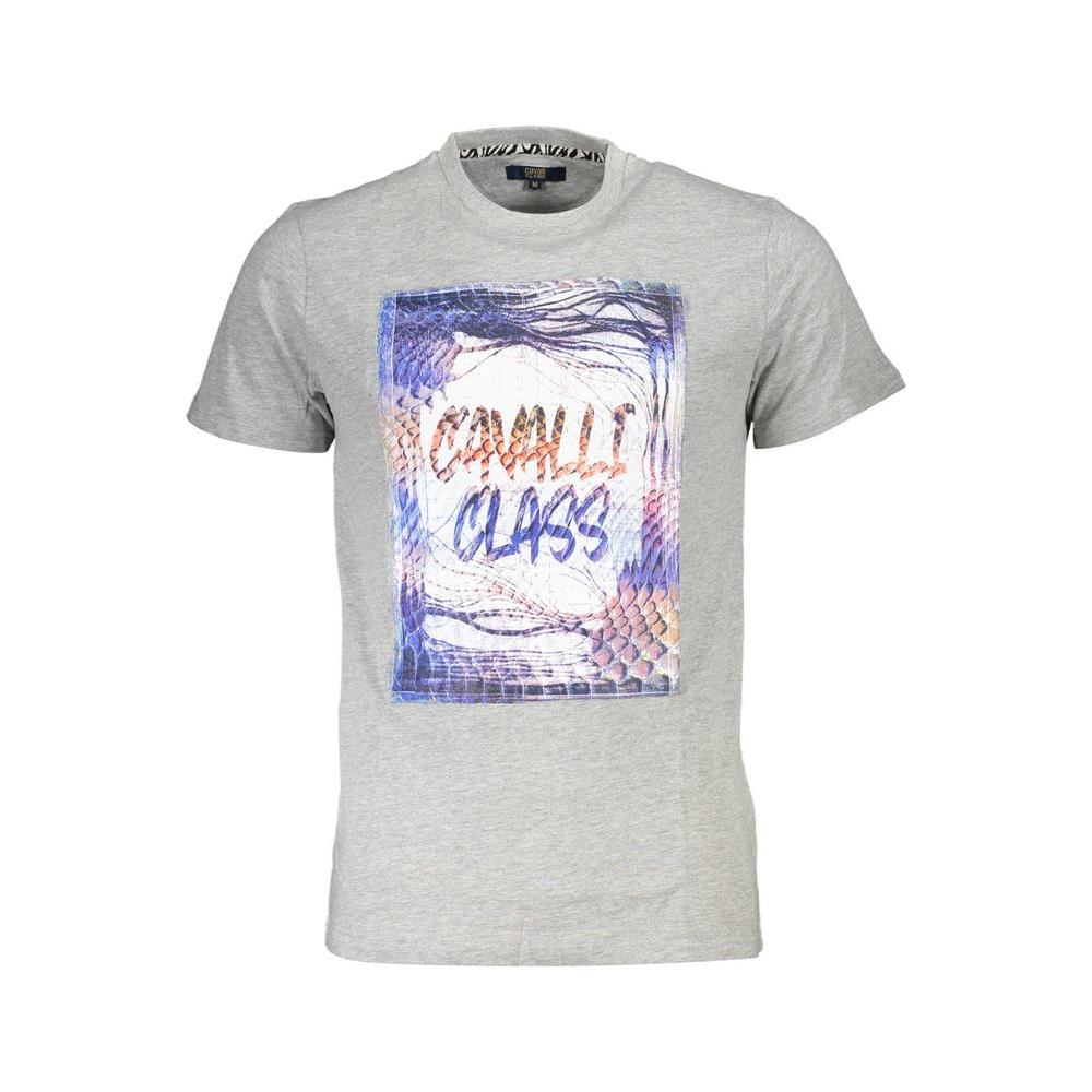 Cavalli Class Gray Cotton T-Shirt Cavalli Class Gray