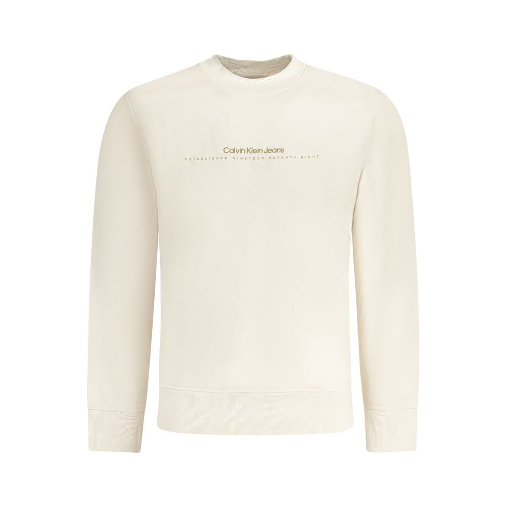 Calvin Klein Beige Cotton Men Sweater Calvin Klein Antique White