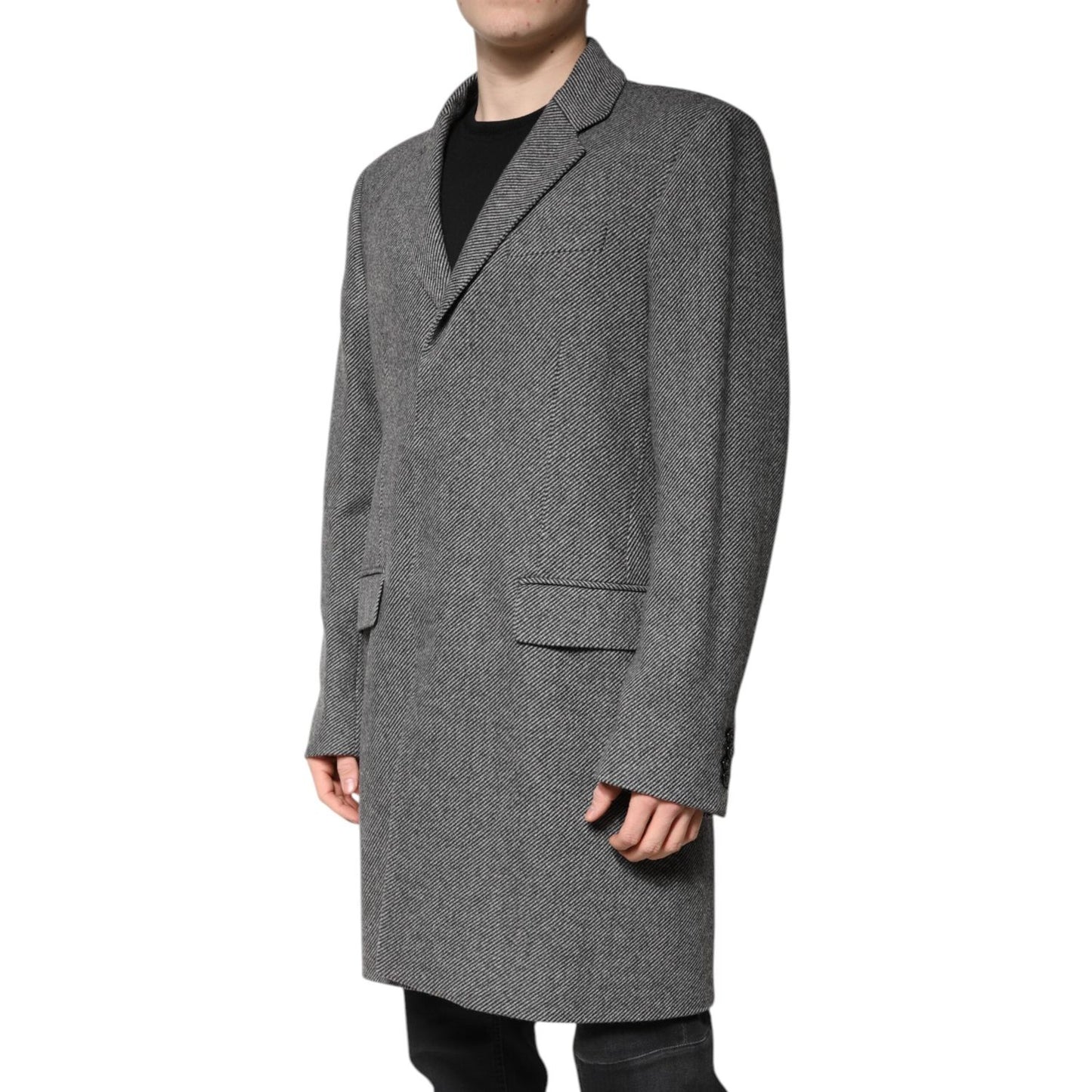 Dolce & Gabbana Gray Wool Single Breasted Trench Coat Jacket JKT4114-52