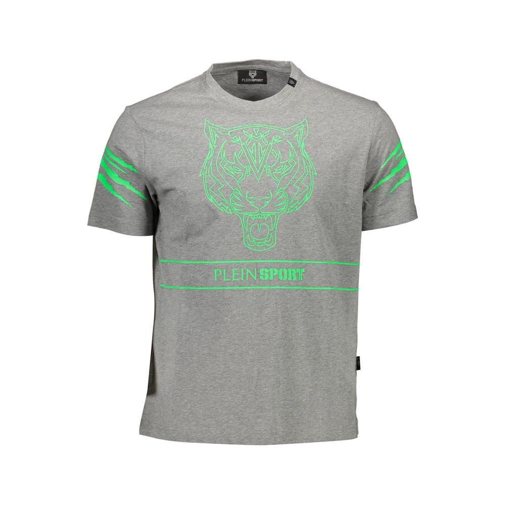 Plein Sport Gray Cotton Men T-Shirt Plein Sport Dark Gray