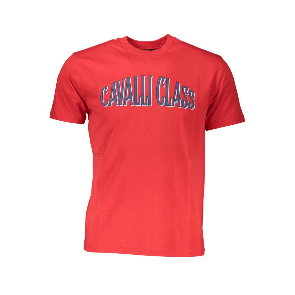 Cavalli Class Red Cotton Men T-Shirt Cavalli Class Tomato