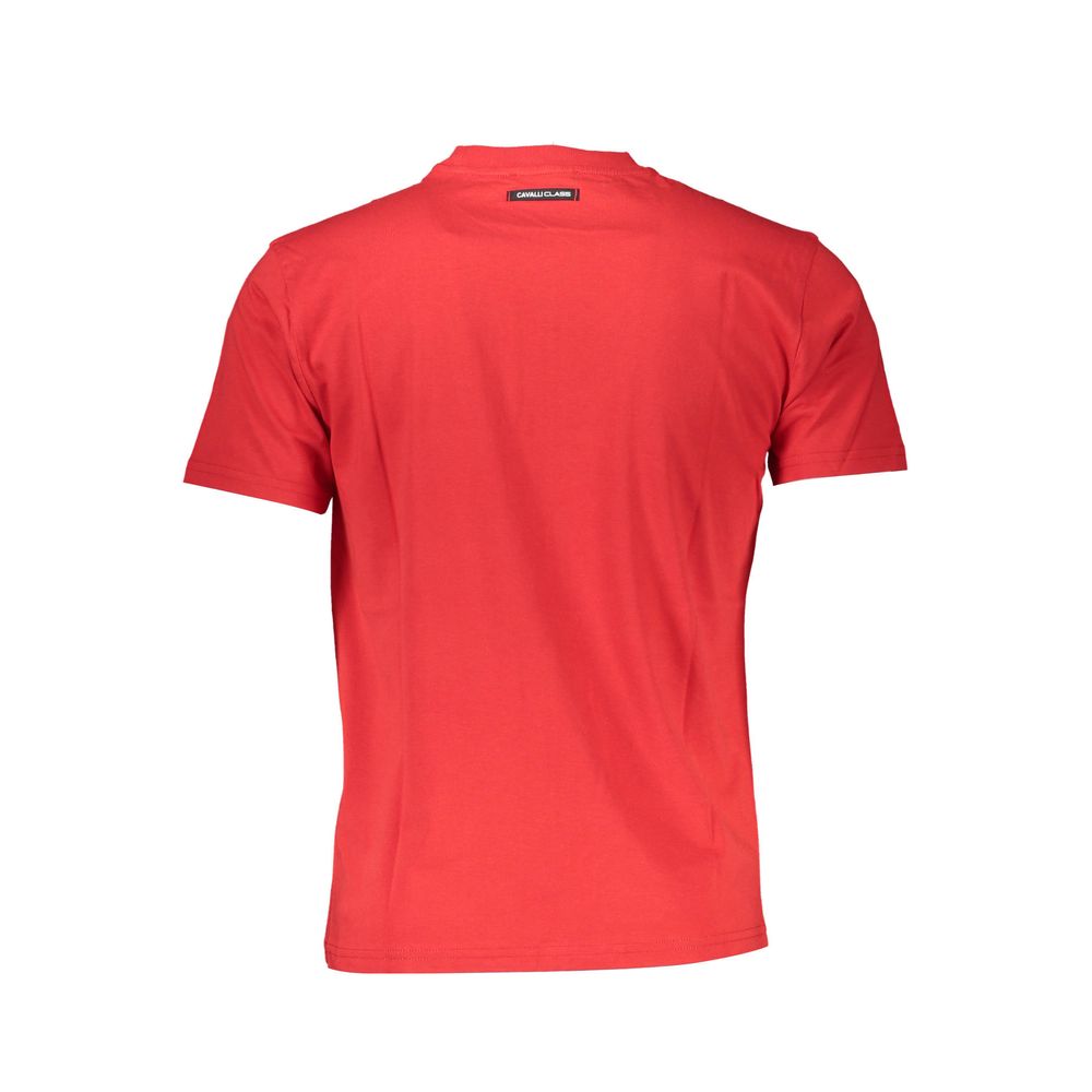 Cavalli Class Red Cotton Men T-Shirt Cavalli Class Tomato