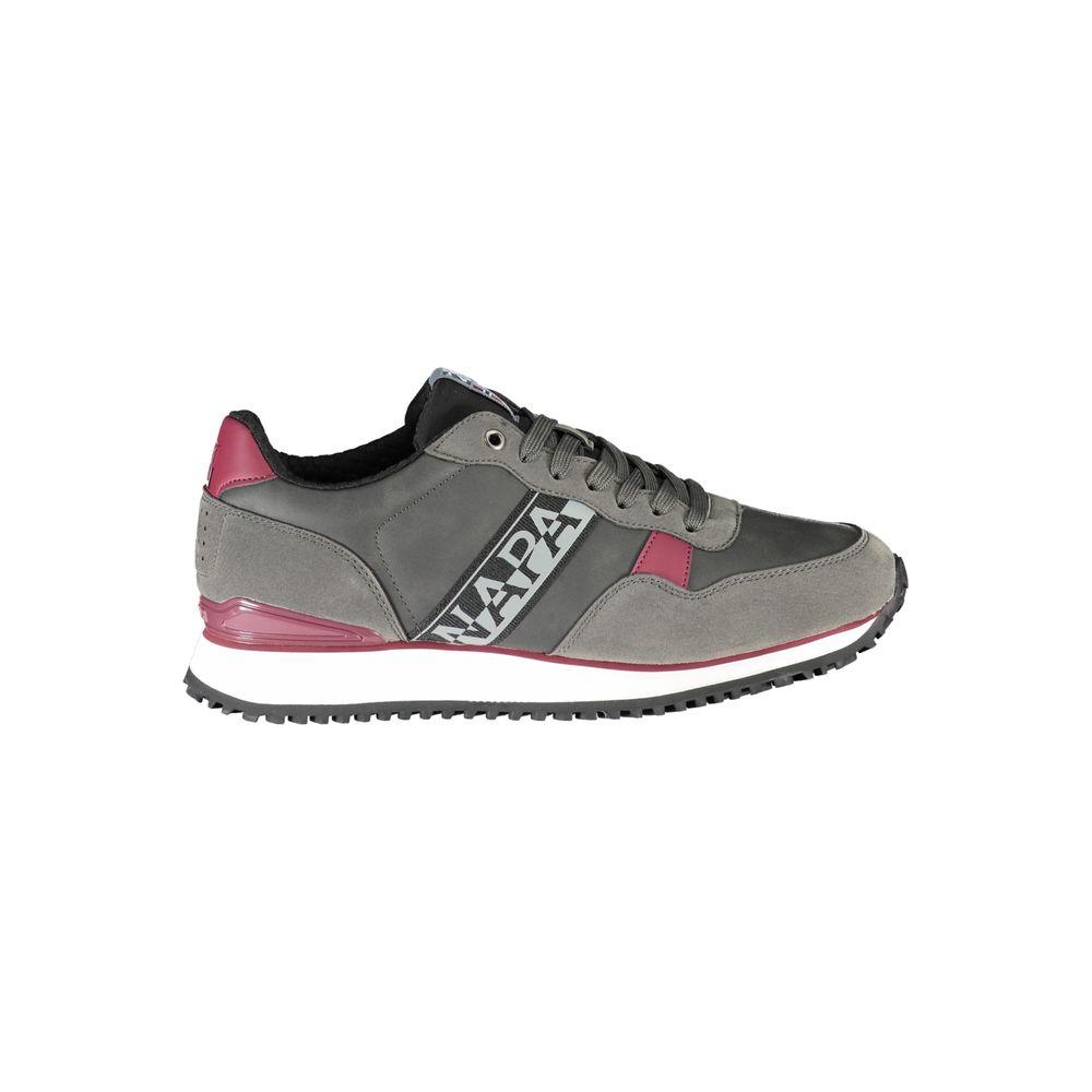 Napapijri Elegant Gray Lace-Up Sneakers with Contrast Accents Napapijri Dim Gray