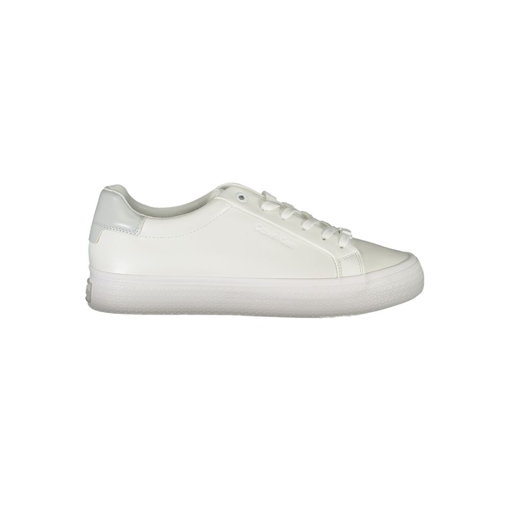 Calvin Klein Elegant White Sneakers with Contrast Detailing Calvin Klein Light Gray