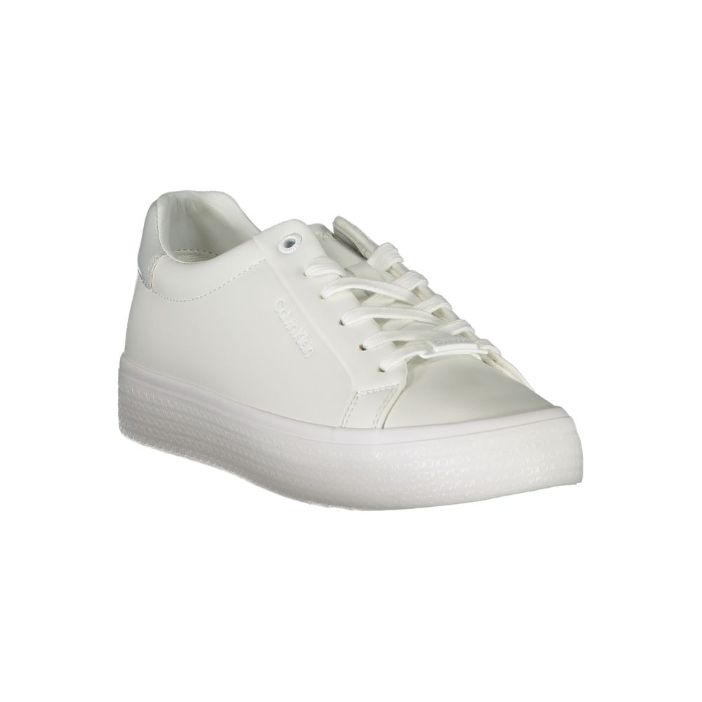 Calvin Klein Elegant White Sneakers with Contrast Detailing Calvin Klein Light Gray