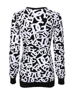 Dolce & Gabbana Black White Logo Print Women Pullover Sweater