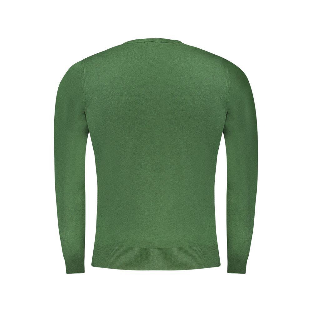 Cavalli Class Green Viscose Men Sweater Cavalli Class Dark Olive Green