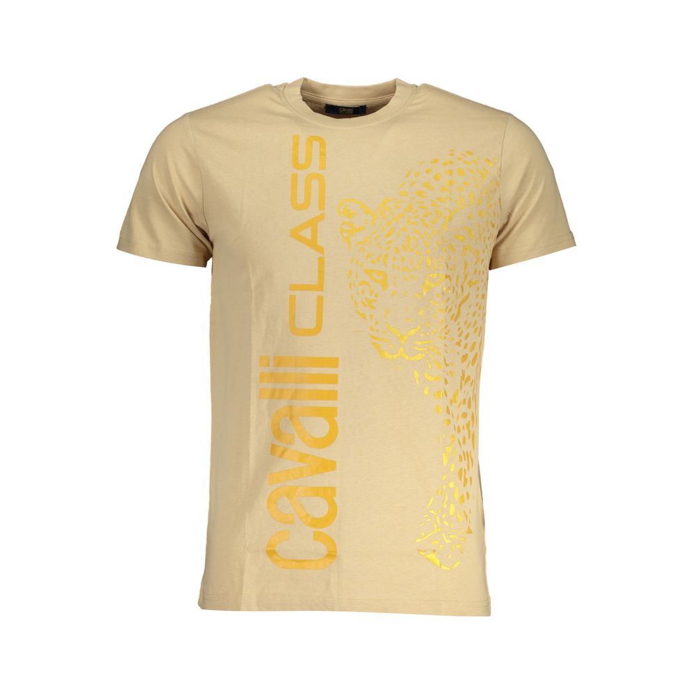 Cavalli Class Beige Cotton T-Shirt Cavalli Class Tan