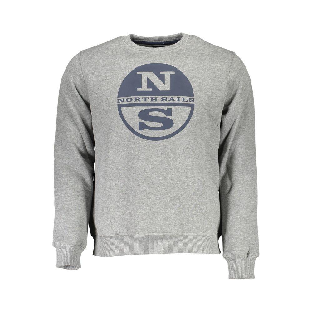 North Sails Gray Cotton Men Sweater North Sails Dark Gray
