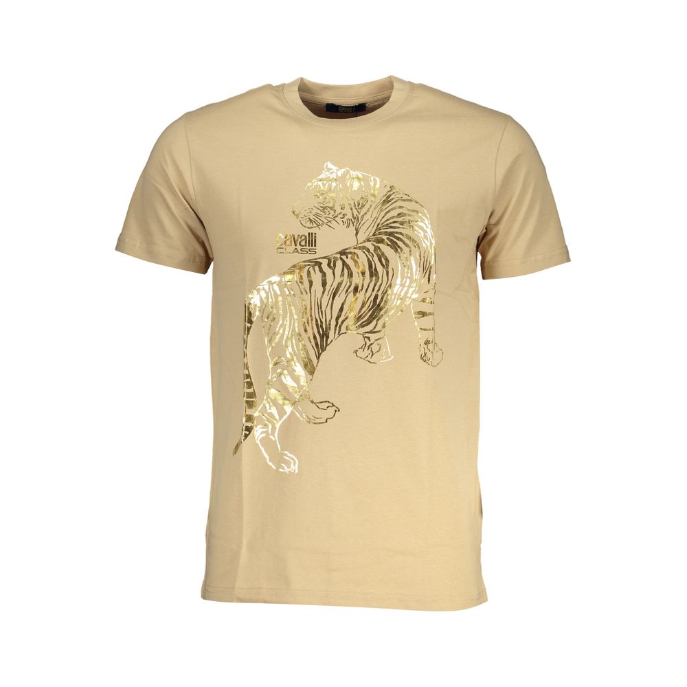 Cavalli Class Beige Cotton T-Shirt Cavalli Class Tan