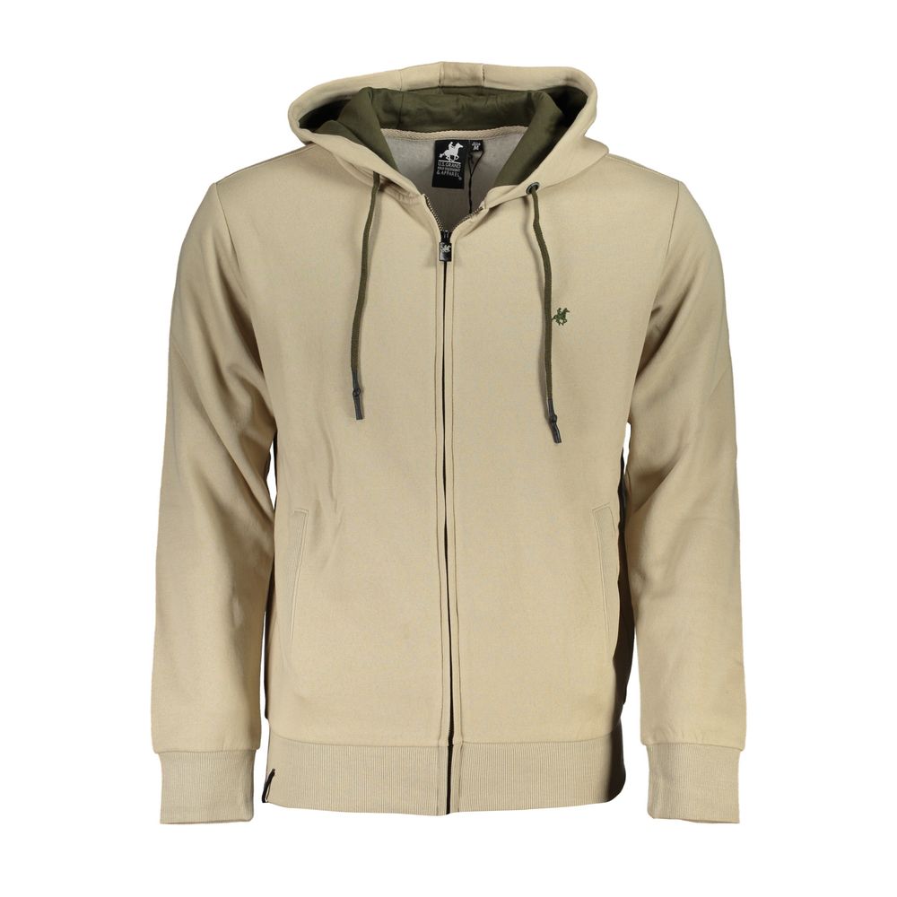 U.S. Grand Polo Chic Beige Hooded Zip Sweater U.S. Grand Polo Tan