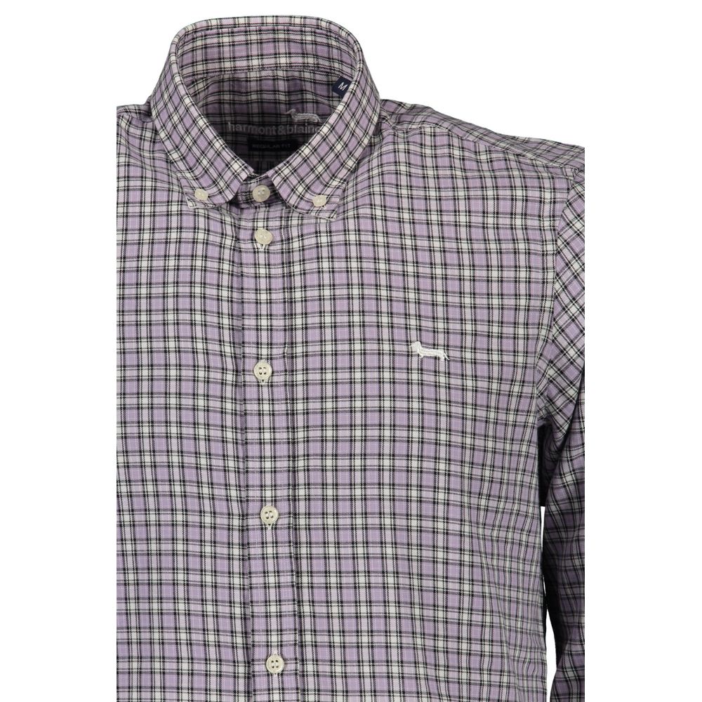 Harmont & Blaine Purple Cotton Men Shirt Harmont & Blaine Light Slate Gray
