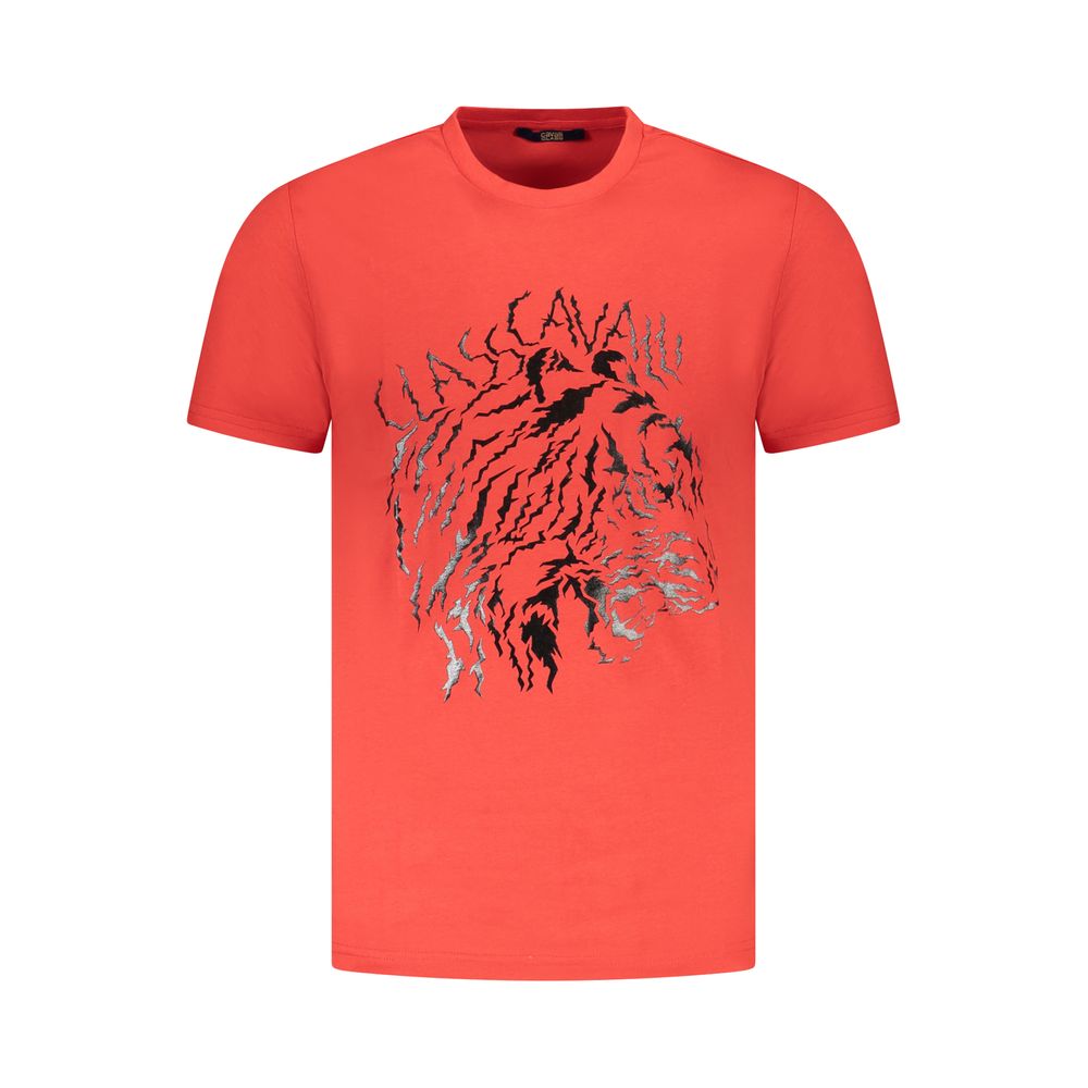 Cavalli Class Red Cotton Men T-Shirt Cavalli Class Tomato