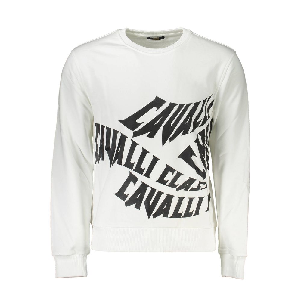 Cavalli Class White Cotton Men Sweater Cavalli Class Beige