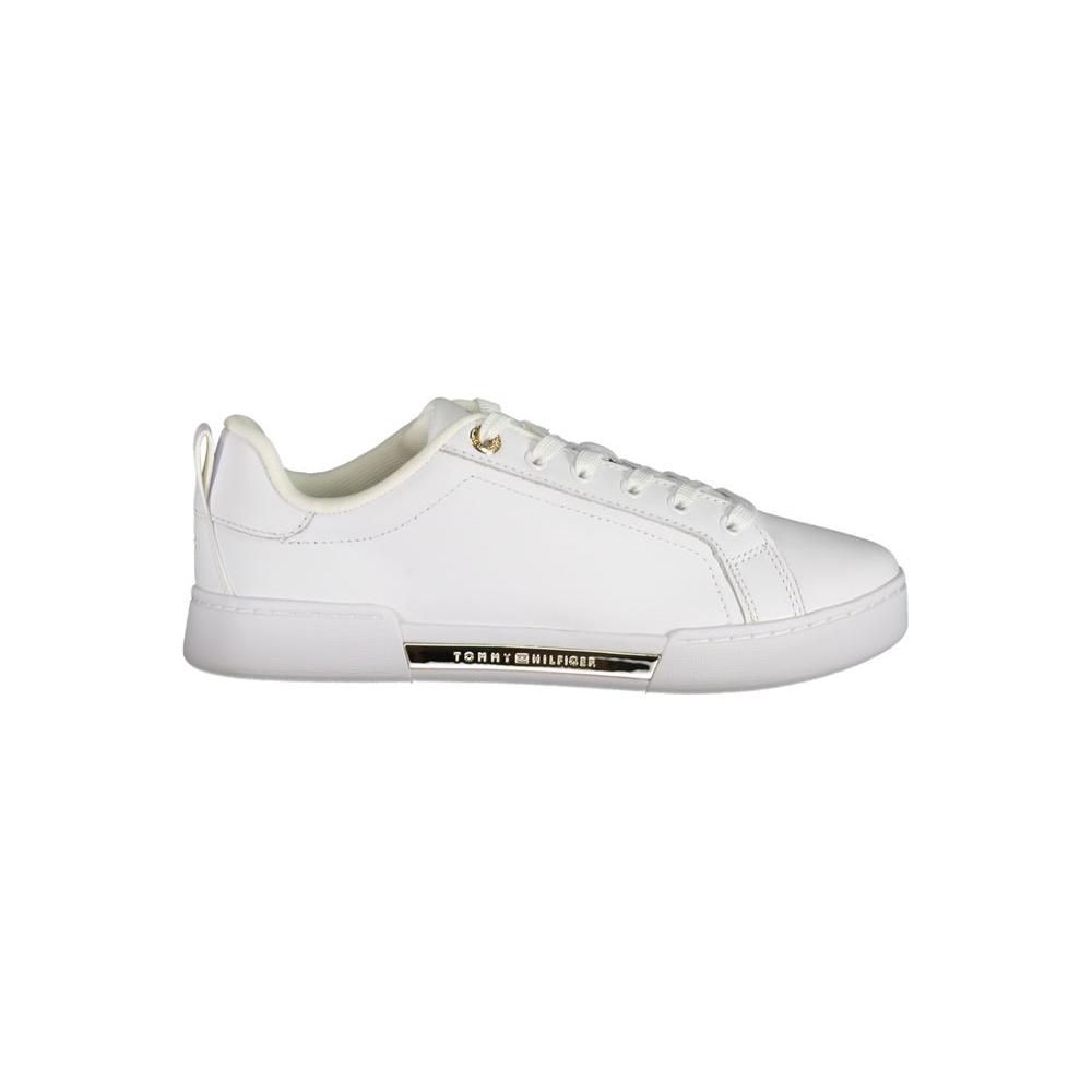 Tommy Hilfiger Chic White Lace-Up Sneakers with Contrast Detail Tommy Hilfiger Light Gray