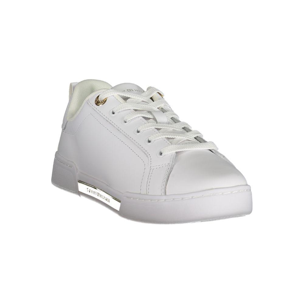 Tommy Hilfiger Chic White Lace-Up Sneakers with Contrast Detail Tommy Hilfiger Light Gray
