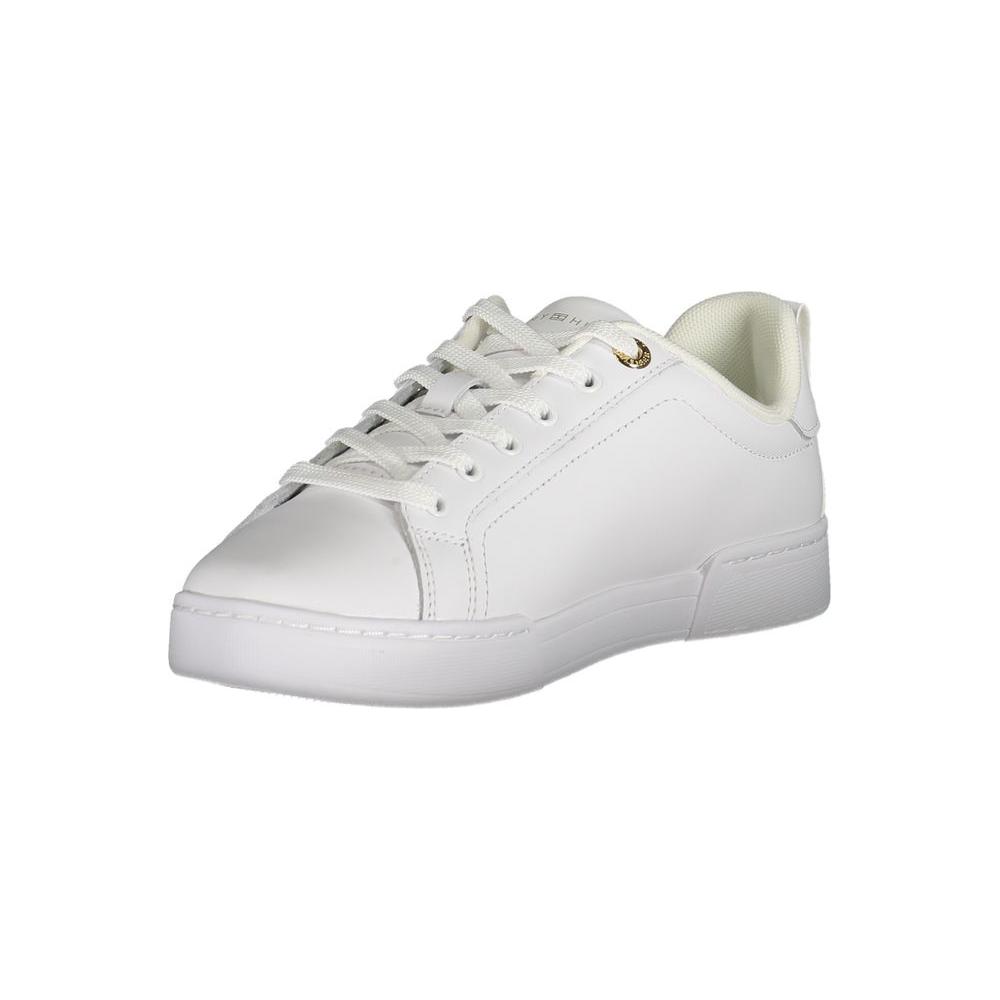 Tommy Hilfiger Chic White Lace-Up Sneakers with Contrast Detail Tommy Hilfiger Light Gray