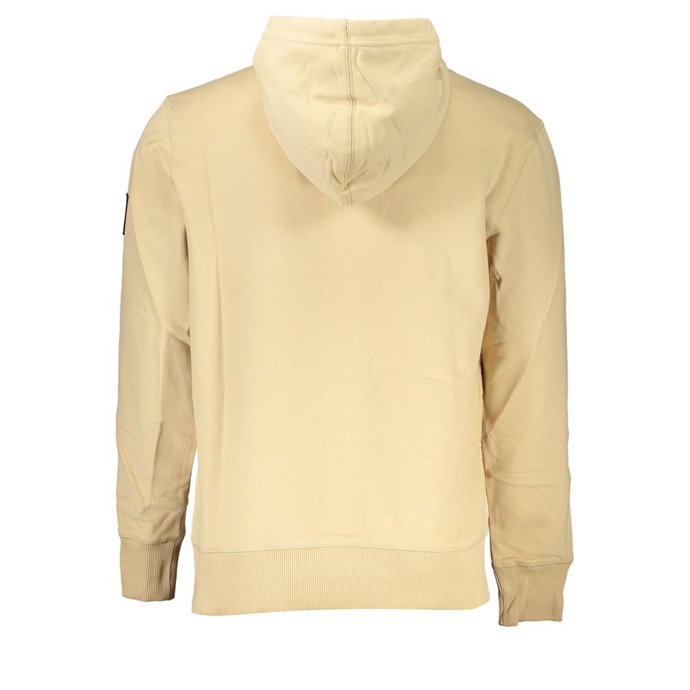 Calvin Klein Beige Brushed Cotton Hoodie with Central Pocket Calvin Klein Wheat