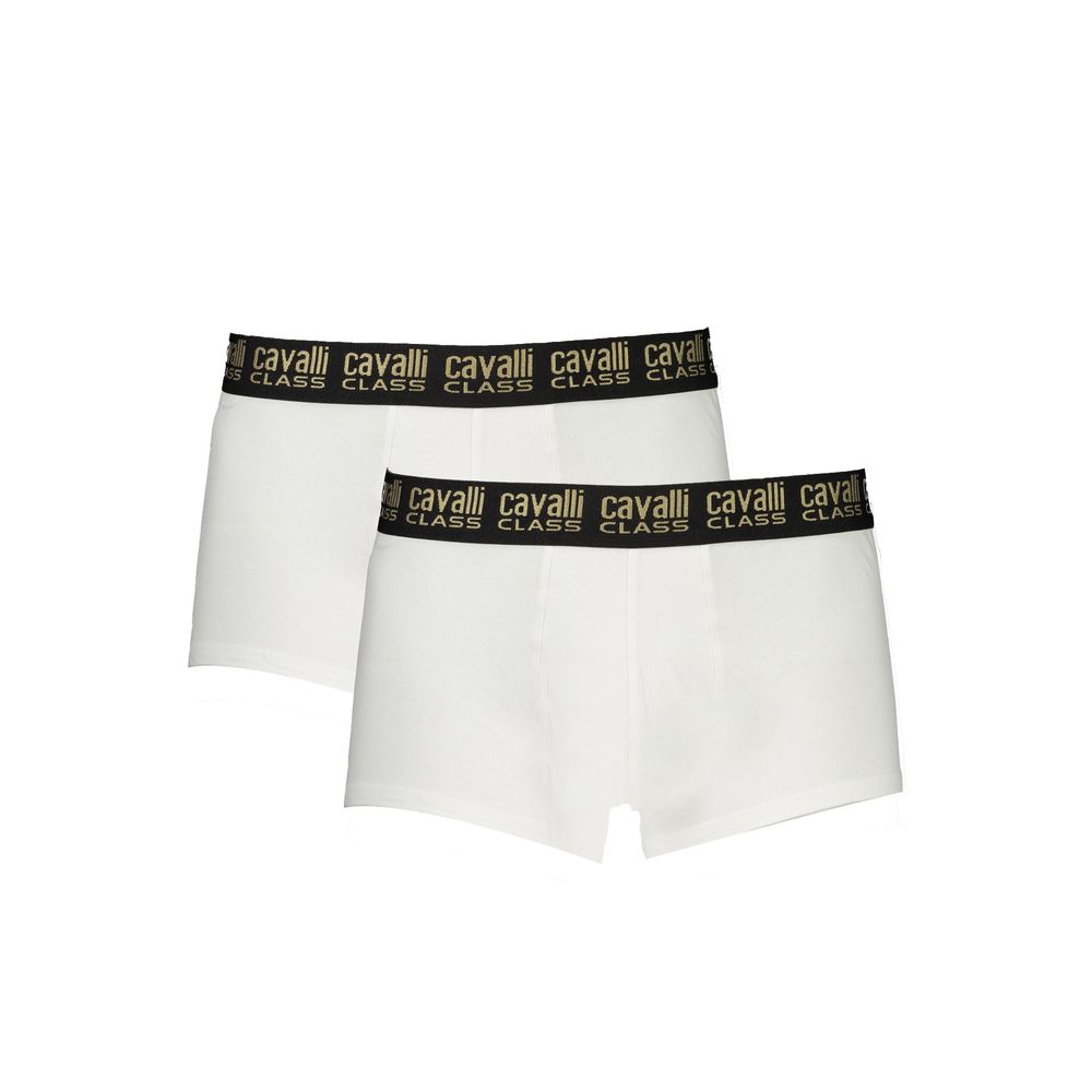 Cavalli Class White Cotton Men Boxer Pair Cavalli Class Light Gray
