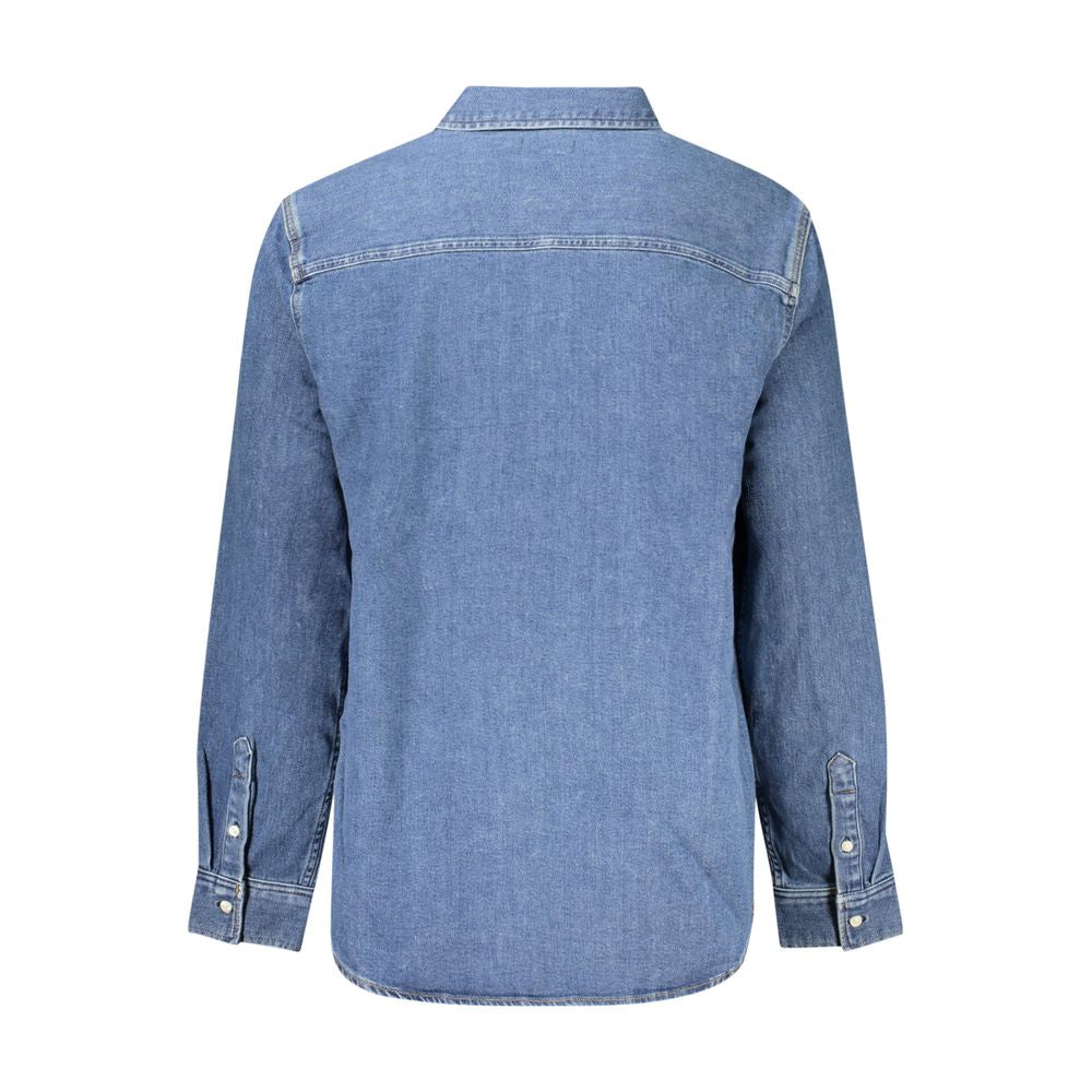 Calvin Klein Blue Cotton Men Shirt Calvin Klein Light Slate Gray