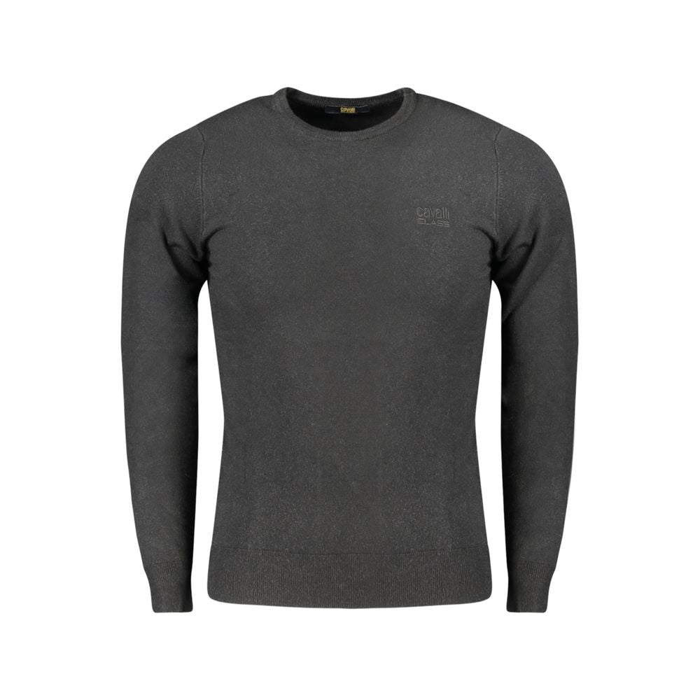 Cavalli Class Black Viscose Men Sweater Cavalli Class Dark Slate Gray