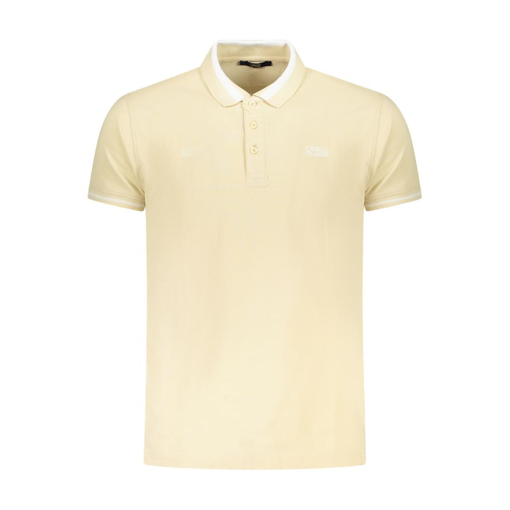 Cavalli Class Beige Cotton Men Polo Shirt Cavalli Class Bisque