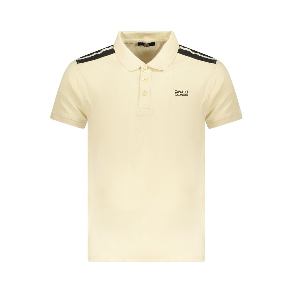 Cavalli Class Beige Cotton Men Polo Shirt Cavalli Class Bisque