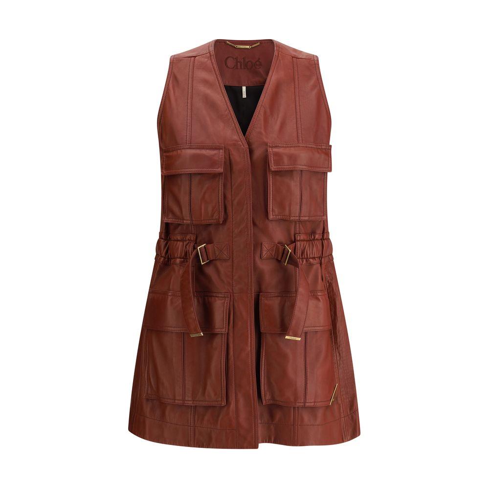 Chloé Leather Vest Chloé Saddle Brown