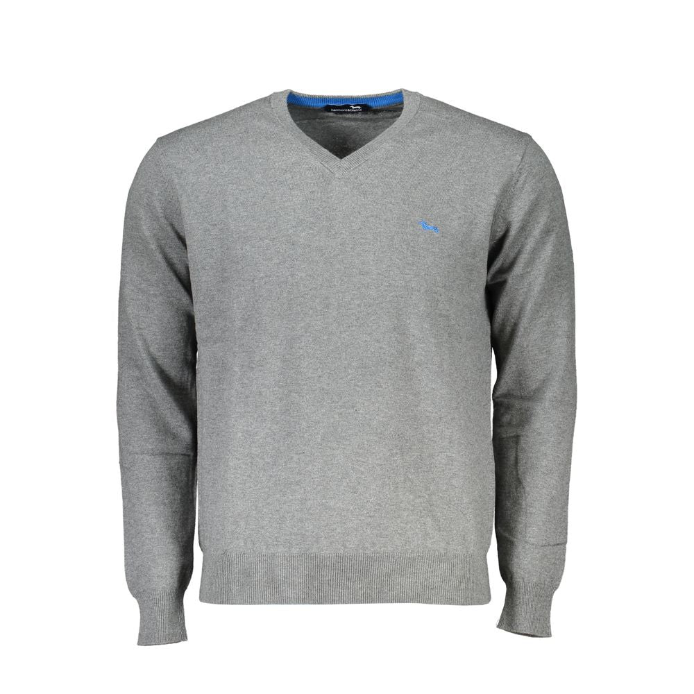 Harmont & Blaine V-Neck Cotton Blend Sophisticated Sweater Harmont & Blaine Dark Gray