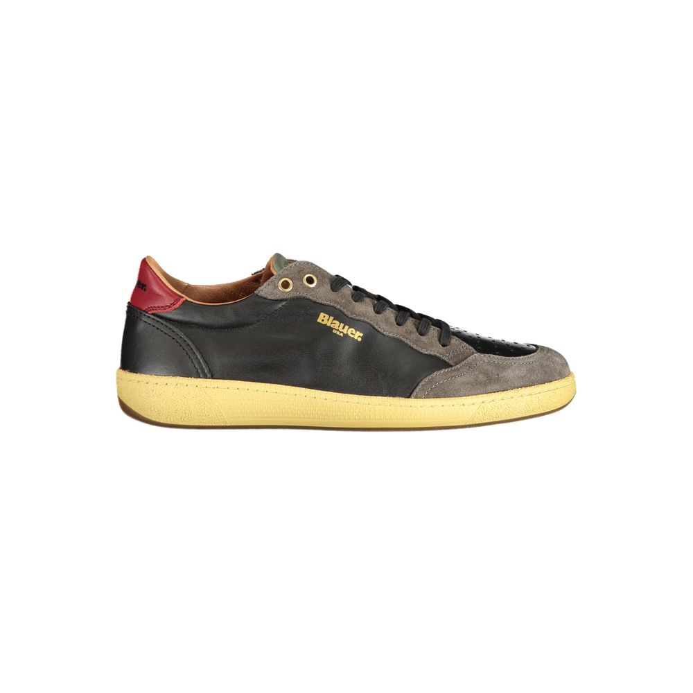 Blauer Black Leather Men Sneaker Blauer Dark Slate Gray