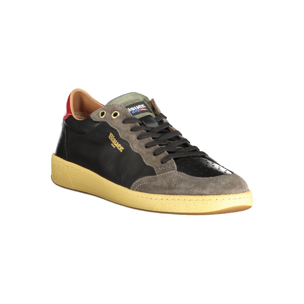 Blauer Black Leather Men Sneaker Blauer Dark Slate Gray