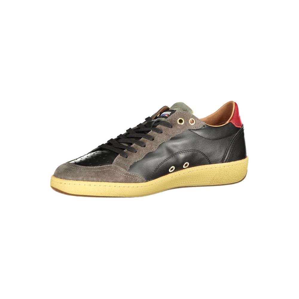Blauer Black Leather Men Sneaker Blauer Dim Gray