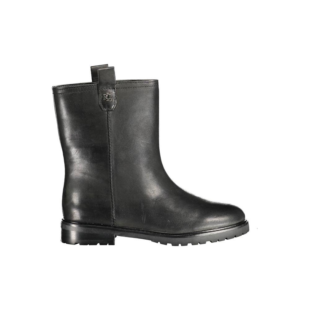 Ralph Lauren Evelynn Black Polyester Boot with Contrasting Details and Logo