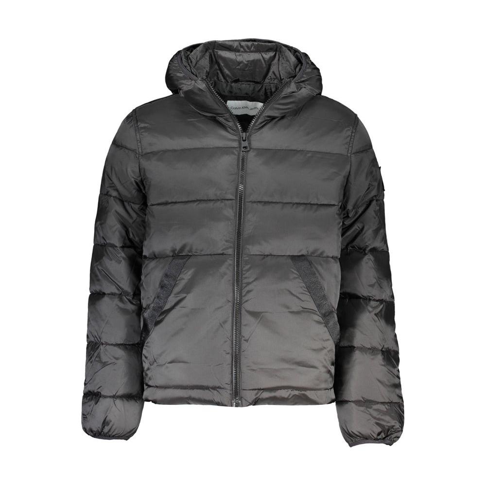 Calvin Klein Men's Sleek Hooded Jacket with Contrast Details and Zippered Pockets, Made from Recycled Polyester