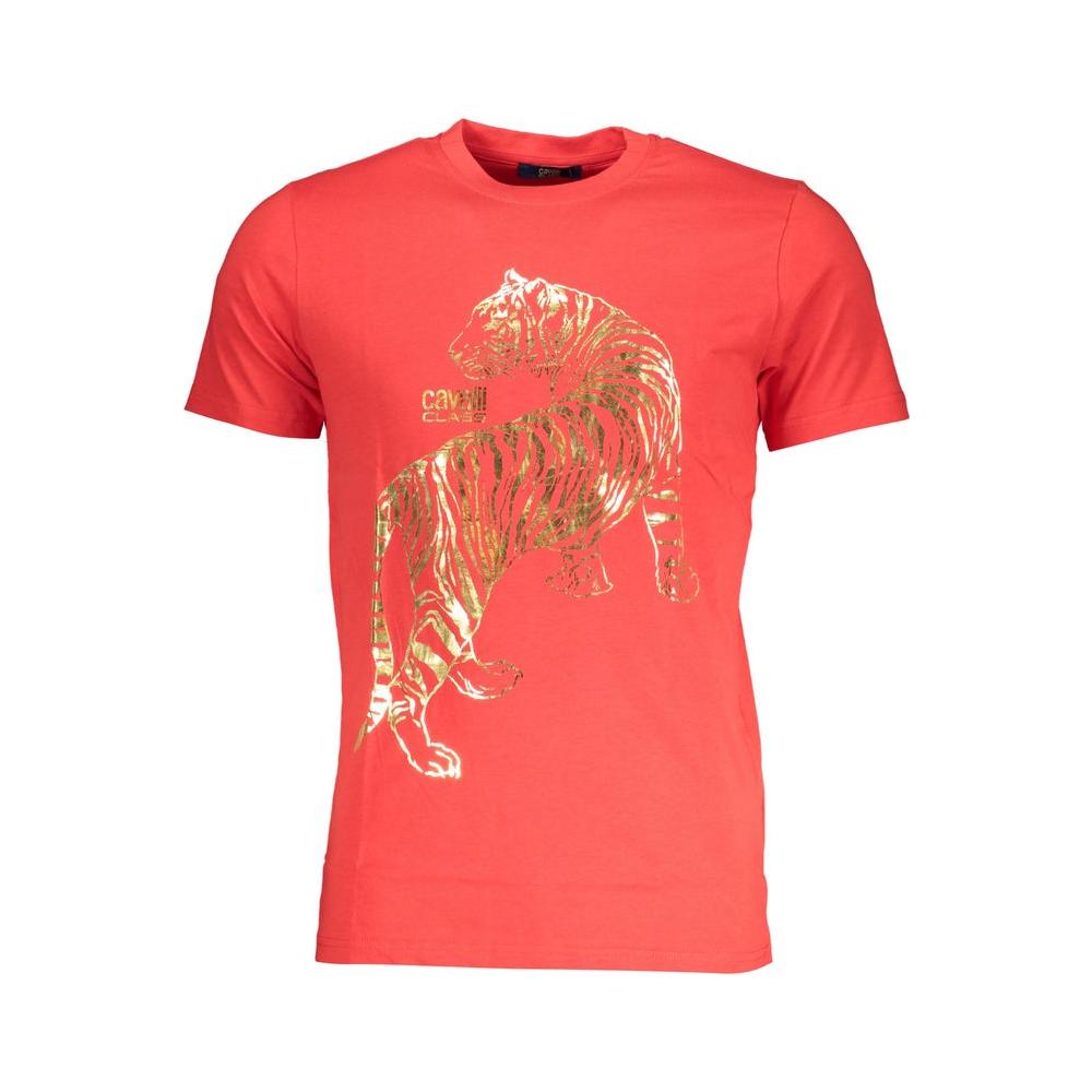 Cavalli Class Red Cotton T-Shirt Cavalli Class Tomato