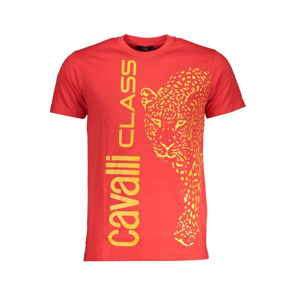 Cavalli Class Red Cotton T-Shirt Cavalli Class Tomato