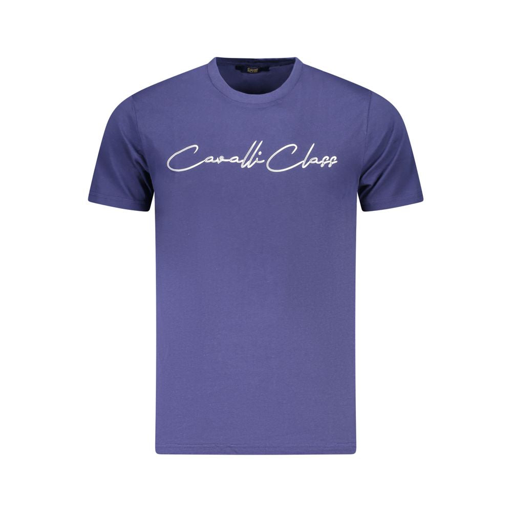 Cavalli Class Blue Cotton Men T-Shirt Cavalli Class Dark Slate Blue