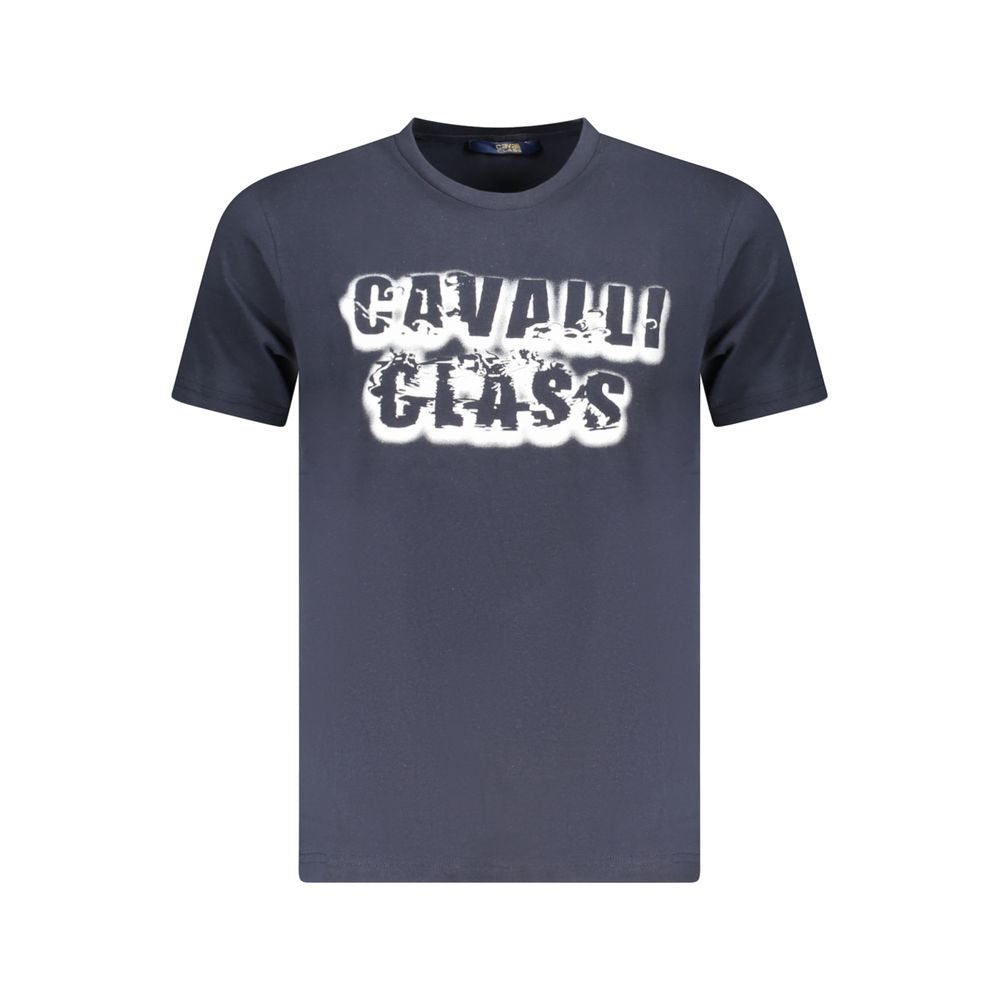 Cavalli Class Blue Cotton Men T-Shirt Cavalli Class Dark Slate Gray
