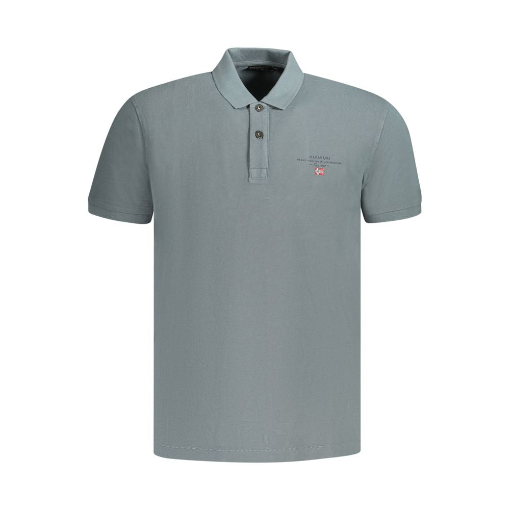 Napapijri Gray Cotton Mens Polo Shirt Napapijri Light Slate Gray