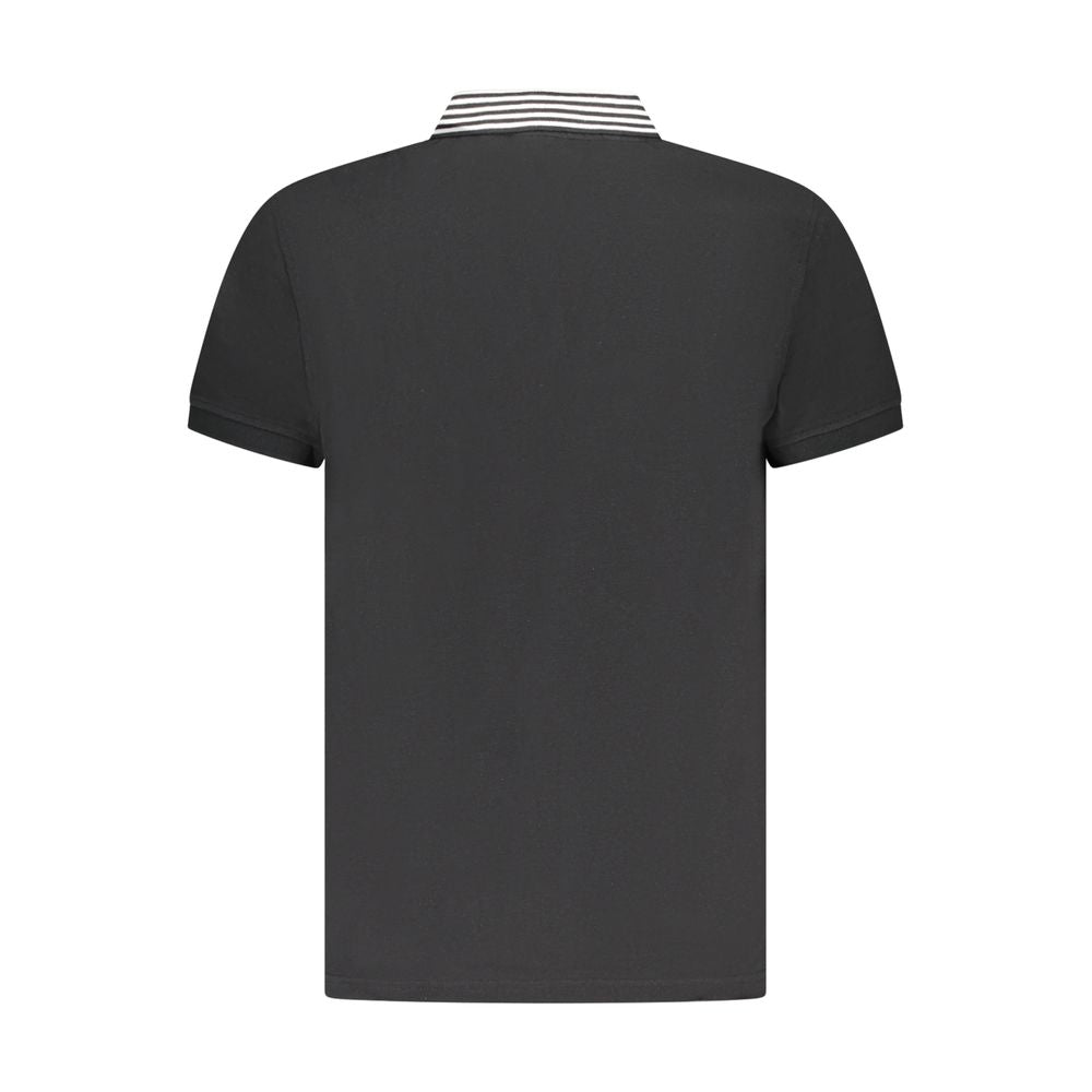 Cavalli Class Black Cotton Men Polo Shirt Cavalli Class Dark Slate Gray