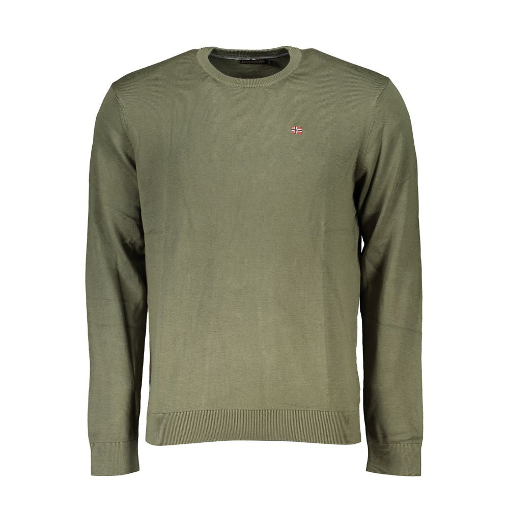 Napapijri Green Cotton Men Sweater Napapijri Dim Gray